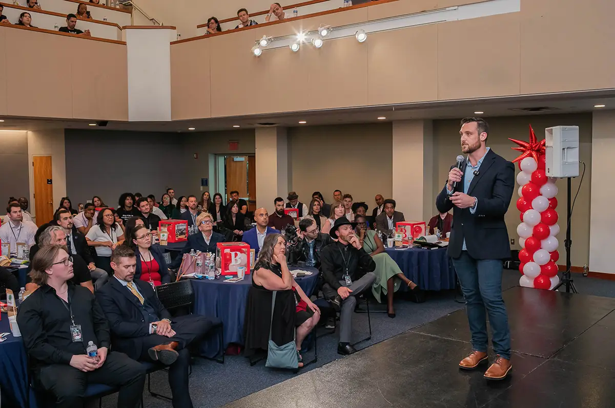 Rob Tracz speaking at A2B Conference motivating entrepreneurs